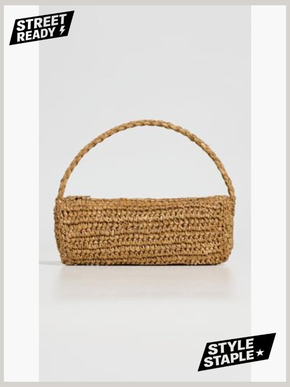 Woven Straw Pouch Bag - Top Handle Mini Handbag - Picture 2 of 5